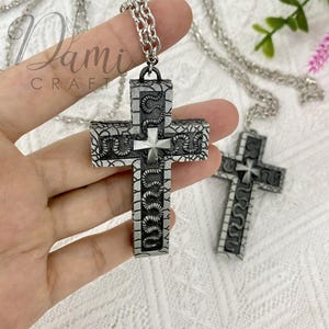 Squid Thanos 230 Hidden Storage Crucifix Cross Necklace - Stainless Steel Unique Edgy Jewelry, Thanos 230 Cosplay Hidden Compartment Pendant