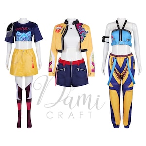 KPop Dämonenjäger Huntrix Cosplay Kostüme, HUNTR/X Rumi Mira Zoey Kostüm-Set, Halloween Cosplay Karneval, Party Weihnachten Spielen Rolle