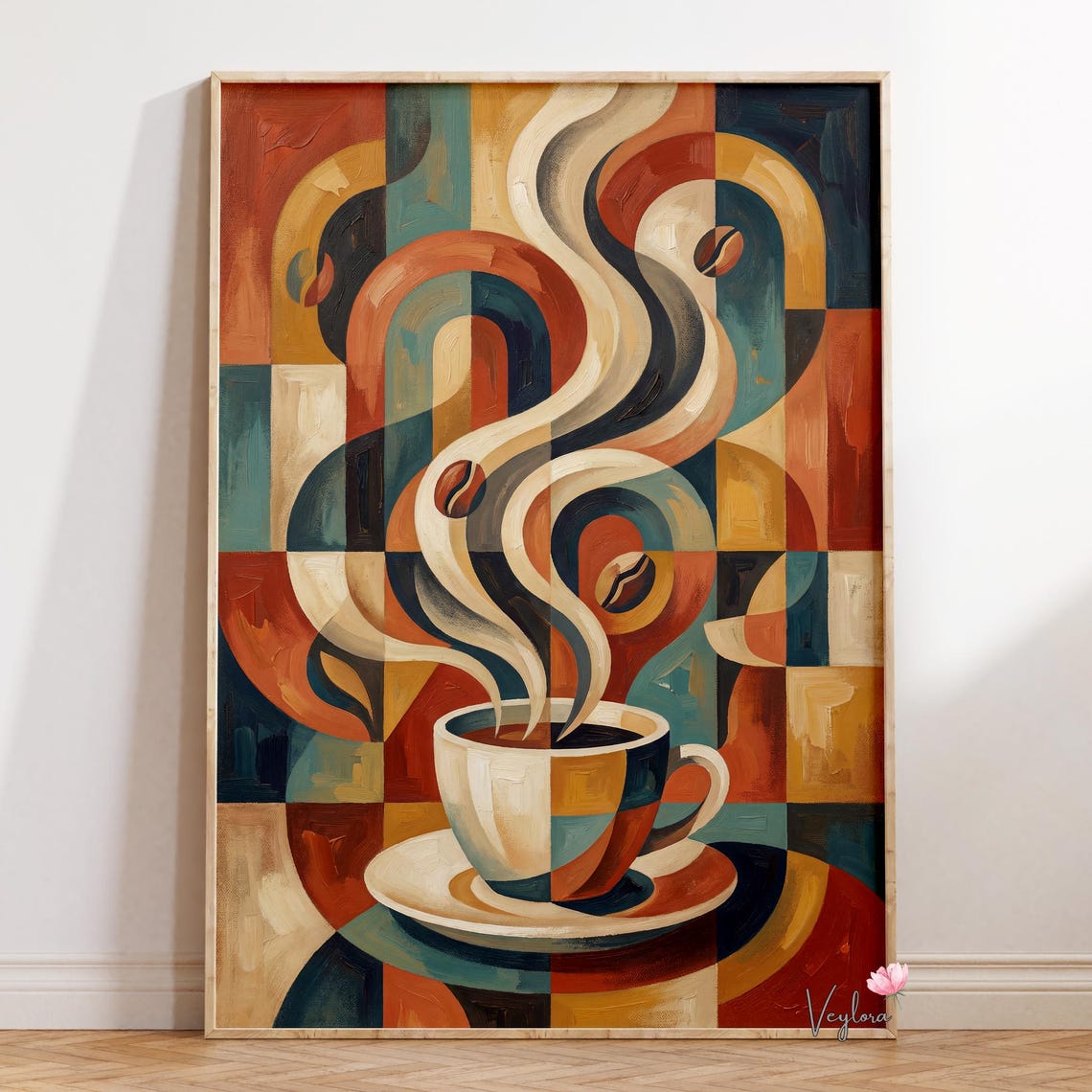 Abstract Coffee Cup Poster | Modern Coffee Art Illustration Wall Decor ...