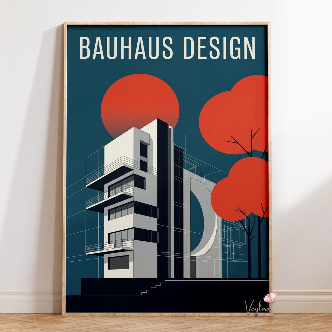 Bauhaus Architecture Poster | Modernist Building Illustration ...