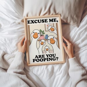 Funny Goose Bathroom Poster, Toilet Humor Wall Art image 3