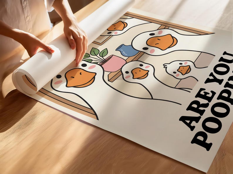 Funny Goose Bathroom Poster, Toilet Humor Wall Art image 5