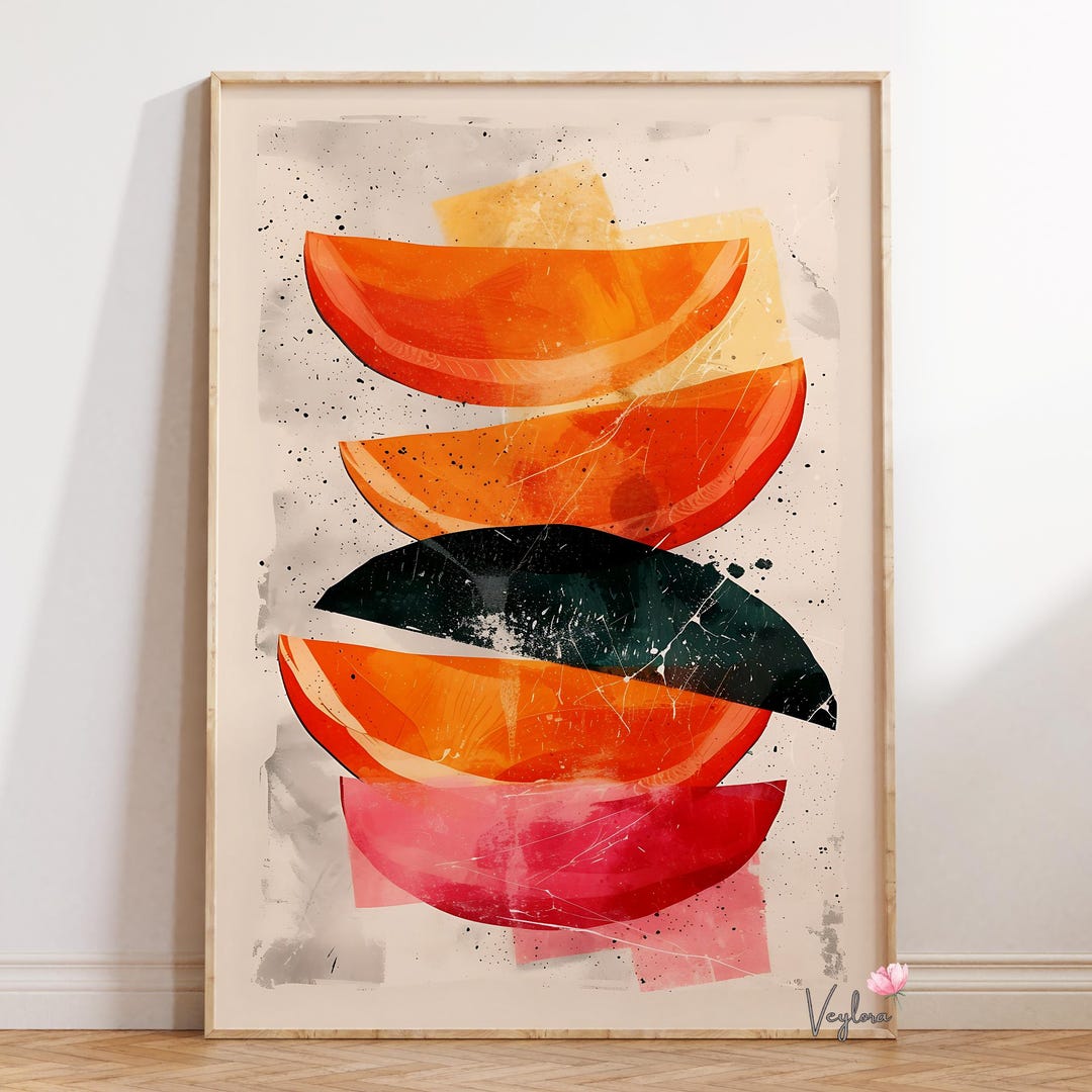 Fresh Look at Stacked Abstract Fruit Poster Bold Modern Wall Decor
