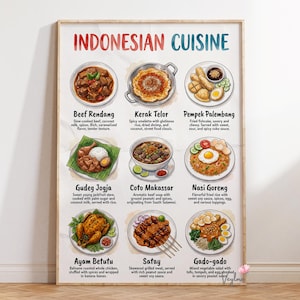 Indonesische Küche Poster | Handgezeichnetes Essen Kunstdruck