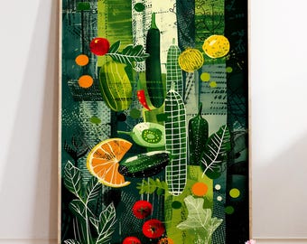 Modern Vegetable Print : Colorful Kitchen Wall Art