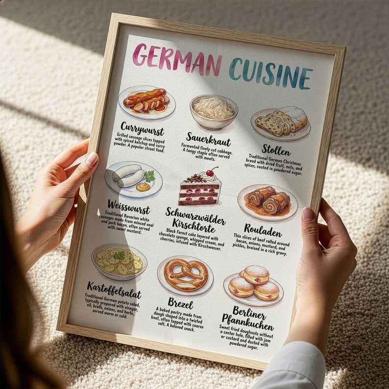 German Cuisine Poster | Hand Drawn Food Illustration | European Kitchen ...