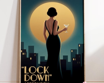 Art Deco Cocktail Poster : Glam Night Illustration