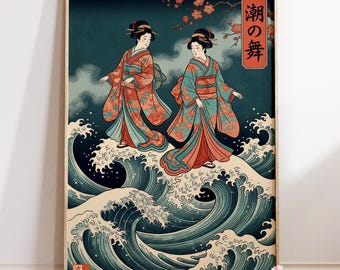 Kimono Dancer Ukiyo-e Print : Japanese Waves Art