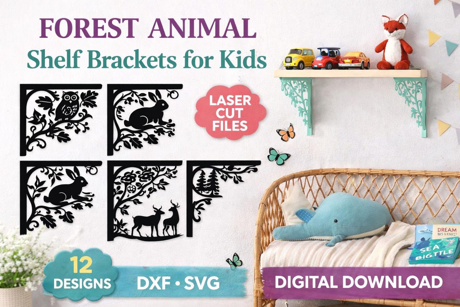 Animal Themed Shelf Brackets | CNC & Laser Cut Files - Etsy