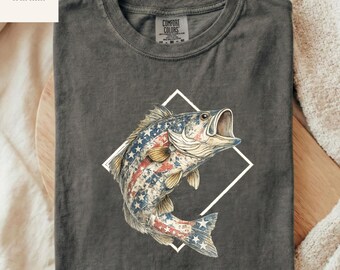 4th Of July Shirt, 250th Anniversary Outfit, USA Flag, Patriotic Fish Shirt, American Flag Fish Tee