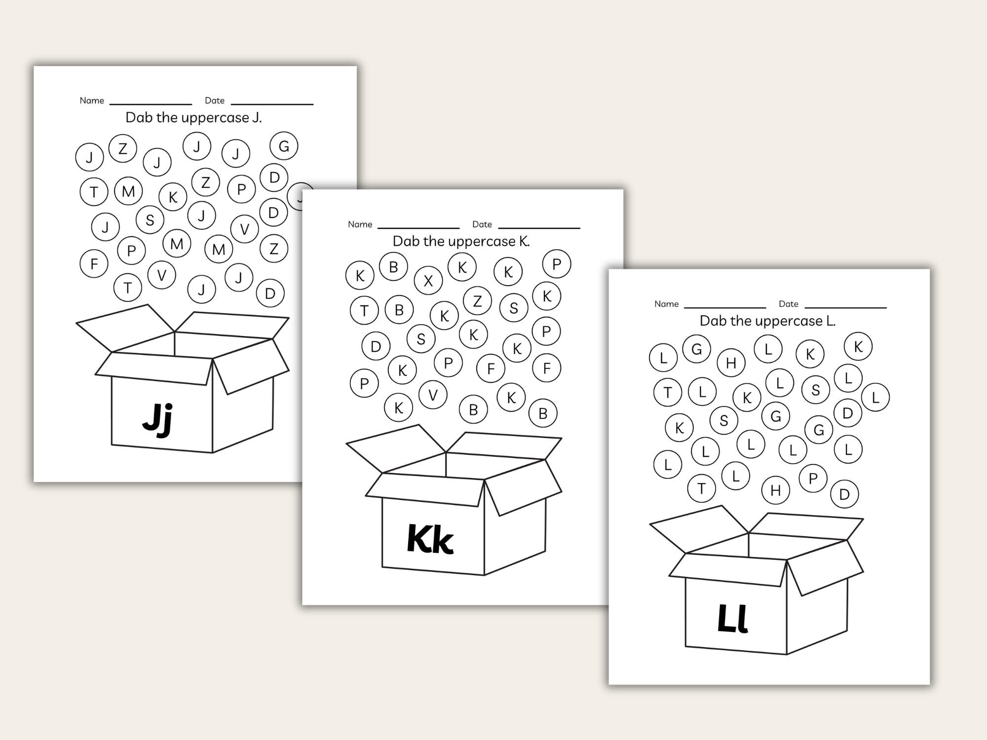 Kdg Learning 26 Printable Alphabet Uppercase Dab It Worksheets. Preschool-kdg ...