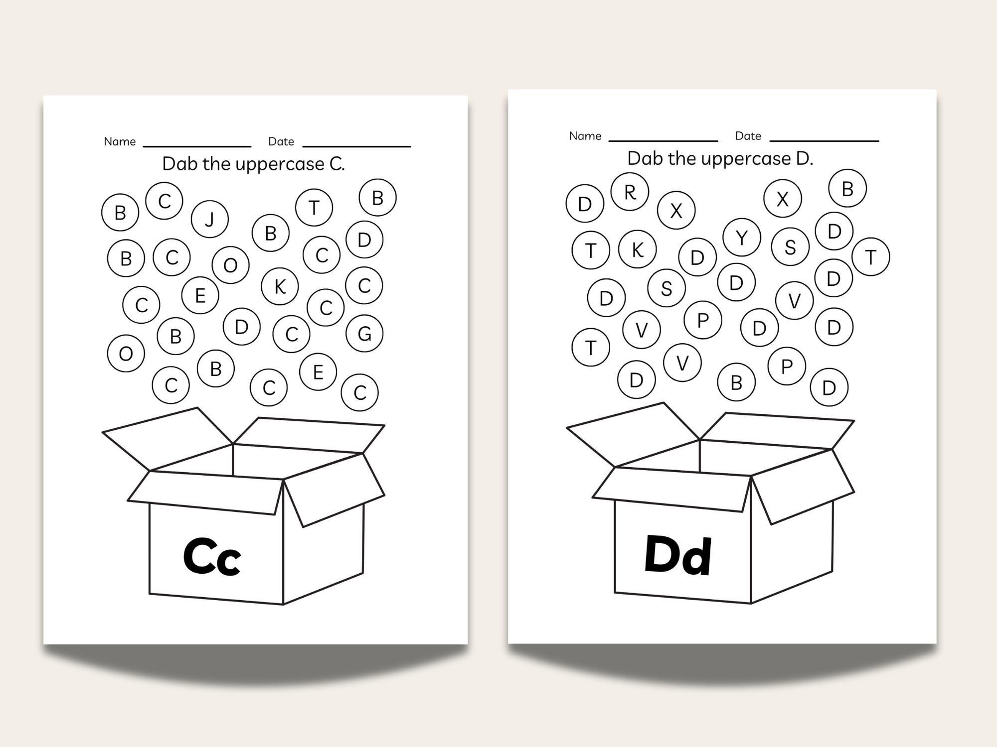Kdg Learning 26 Printable Alphabet Uppercase Dab It Worksheets. Preschool-kdg ...