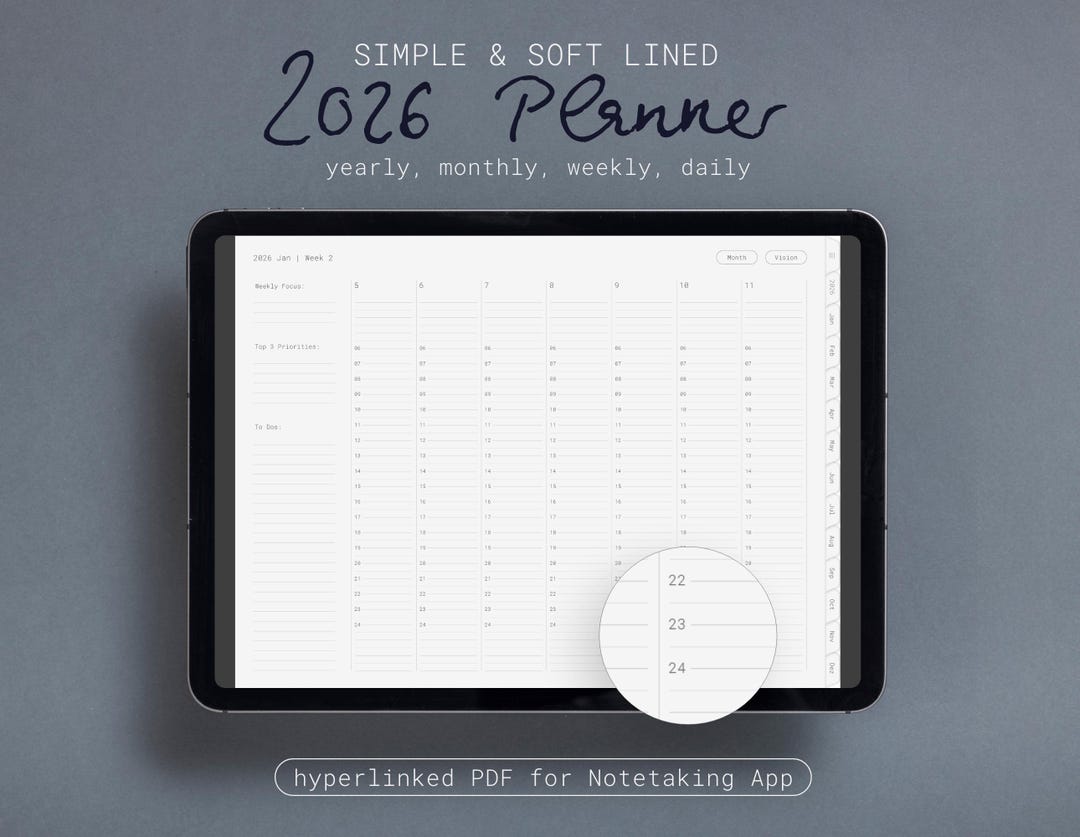Minimal Digital Planner for iPad | Goodnotes Calendar | Clean & Simple ...
