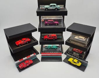 Vitrine de LED para carros em miniatura – Armazenamento magnético empilhável para showroom 1-64/1-87