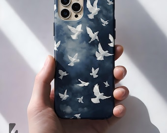 Weiße Taube Muster Handyhülle | Friedlicher Vogel Druck