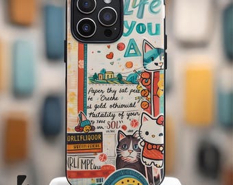 Kawaii Katzen Collage Handyhülle | Retro Katzen Kunst