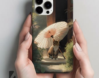 Getigerte Katze Handyhülle | Papier Sonnenschirm, Gartentür