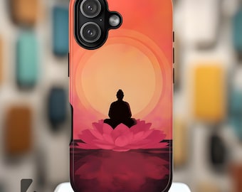 Meditierende Buddha Lotus Handyhülle | Gelassenheit Sonnenuntergang