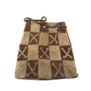 Vintage damessuède tas Y2k Indie Boho String sluiting