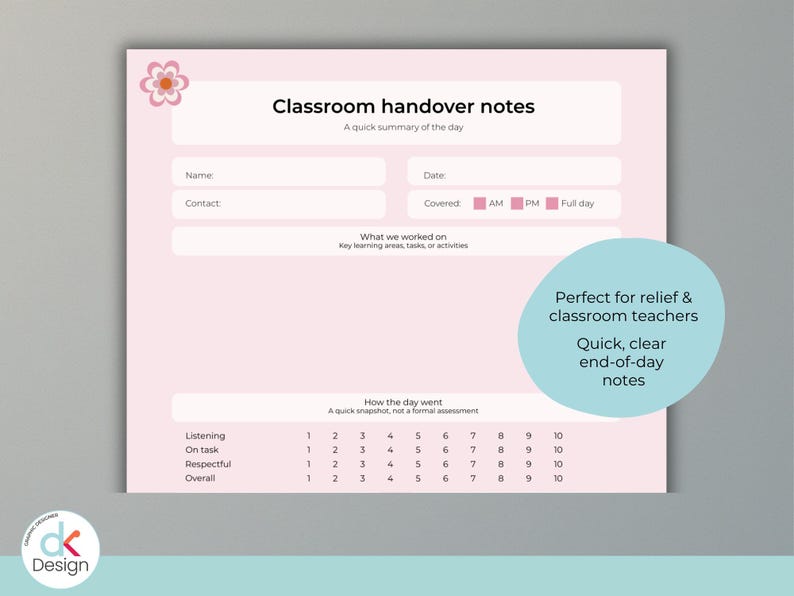 Classroom Handover Notes Printable Relief Substitute Teacher classroom-handover-notes-printable-relief-substitute-teacher
