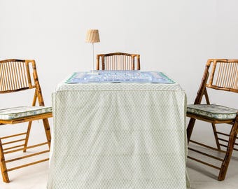 Full Length Mahjong Card Tablecloth: Dottie in Green