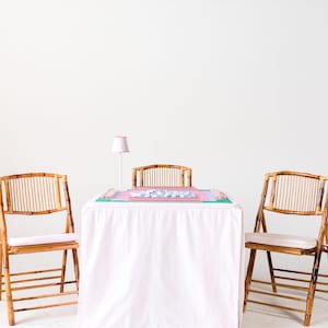 Full Length Mahjong Card Tablecloth: Ticking Stripe in Light Pink