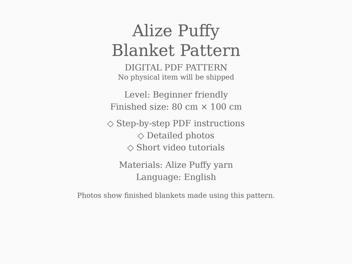 Easy Alize Puffy Blanket Pattern, Loop Yarn, Digital Crochet PDF ...