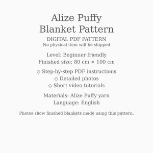 Easy Alize Puffy Blanket Pattern, Loop Yarn, Digital Crochet PDF, Chunky Knit Blanket PDF, Finger Knitting Pattern, Beginner Friendly image 5