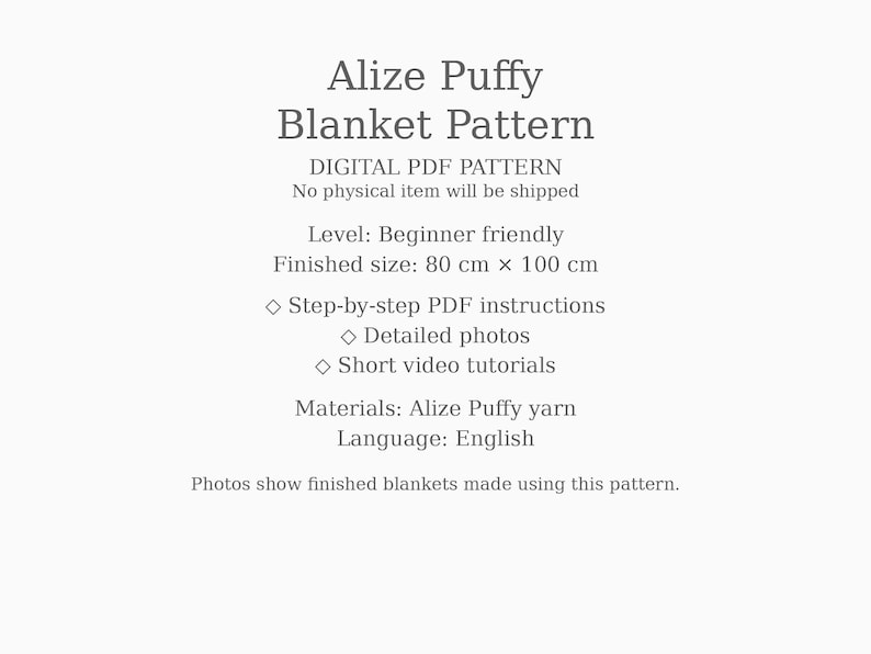 Easy Alize Puffy Blanket Pattern, Loop Yarn, Digital Crochet PDF, Chunky Knit Blanket PDF, Finger Knitting Pattern, Beginner Friendly image 5