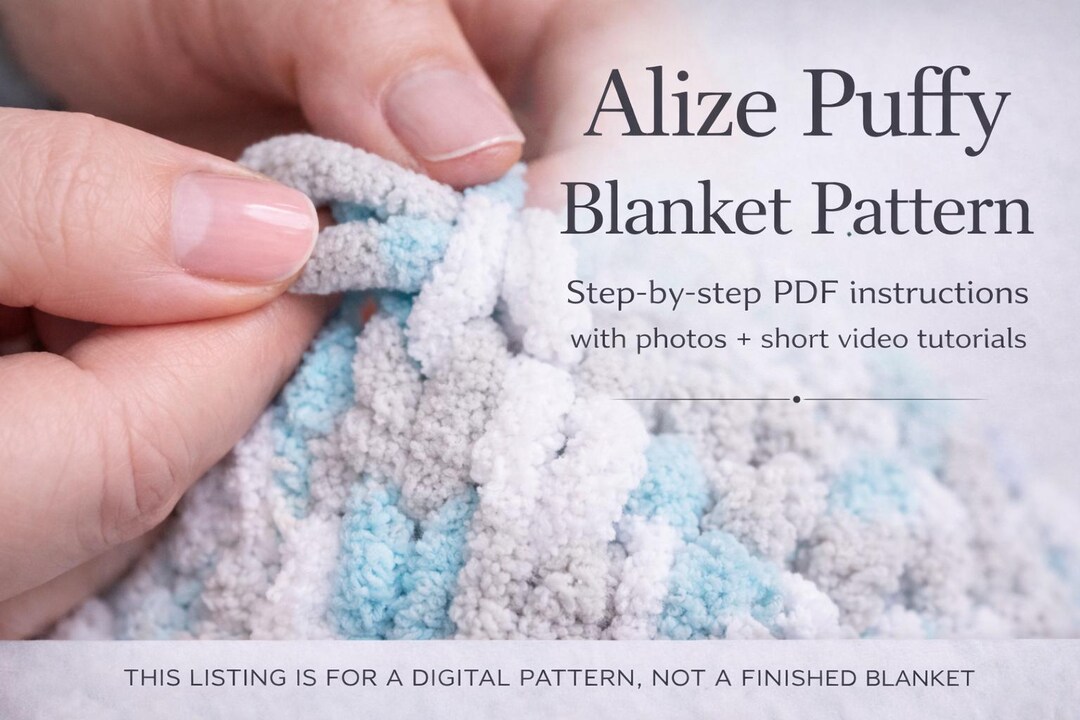 Easy Alize Puffy Blanket Pattern, Loop Yarn , Digital Crochet PDF ...