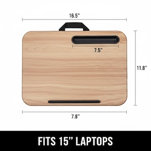 Laptop Lap Desk with Cushion, Portable Lap Tray with Phone Holder, Wood Bed Desk for Laptop up to 15.6”, Travel Work Desk afbeelding 7