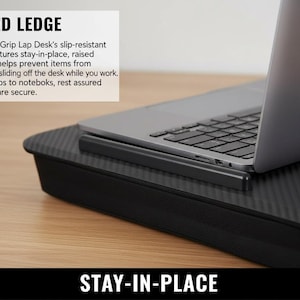 Laptop Lap Desk with Cushion, Portable Lap Tray with Phone Holder, Wood Bed Desk for Laptop up to 15.6”, Travel Work Desk afbeelding 9