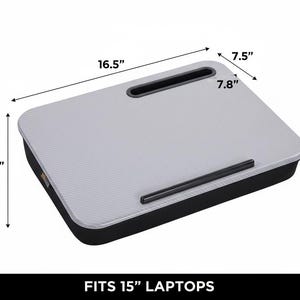 Laptop Lap Desk with Cushion, Portable Lap Tray with Phone Holder, Wood Bed Desk for Laptop up to 15.6”, Travel Work Desk afbeelding 6