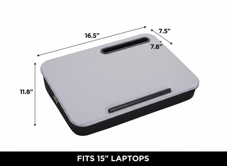 Laptop Lap Desk with Cushion, Portable Lap Tray with Phone Holder, Wood Bed Desk for Laptop up to 15.6”, Travel Work Desk afbeelding 6