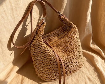 Coach Hamptons Straw & Leather Tote Bag - Etsy