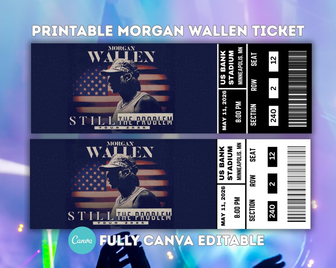 Wallen Concert Ticket Template, Country Music Ticket Invite