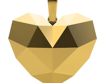 Geometric Heart Pendant CAD STL File | Modern Love Pendant 3D Jewelry Model for Casting