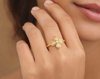 Elegant Flower Ring CAD STL | Diamond Gold Ring 3D Jewelry Design | Ready for Casting