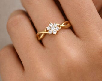 Infinity Diamond Flower Ring CAD STL | Floral Cluster Ring Design | Jewelry 3D Print File