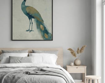 Abstract Peacock Wall Art | Minimalist Bird Print | Modern Scandinavian Home Decor | Elegant Wildlife Art | Digital Download