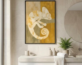 Abstract Chameleon Wall Art | Minimalist Animal Print | Modern Neutral Home Decor | Contemporary Wildlife Art | Digital Download