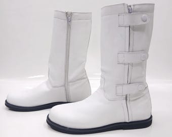 Custom White Wrestling Boots I 100% Genuine Leather Pro Wrestling Shoes High Top
