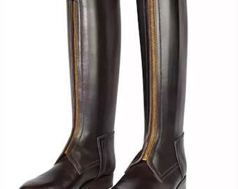 Handmade Leather Polo Riding Boots – Knee High Front Zipper