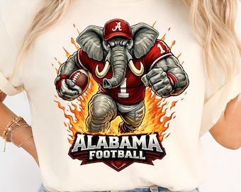 Alabama Football Elephant Mascot PNG, Roll Tide Shirt Design (Digital Download