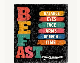 Be Fast Stroke Awareness PNG: Stroke Symptoms Reminder PNG Medical Awareness png Brain Health Design (Digital Download)