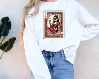 Queen of Hearts Tee, Valentine Shirt, Retro Vintage Graphic Tee, Women Gift