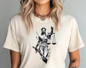 Lady Justice Shirt, Greek Mythology Shirt, Social Justice Shirt, Political Statement Shirt, Art Sweatshirt, When Injustice Becomes Law Shirt