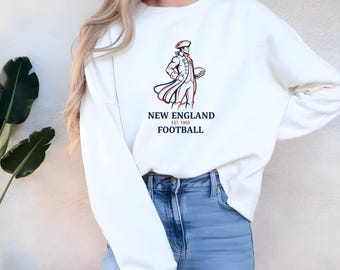 Vintage New England Football Shirt and Sweatshirt, Distressed 1960 Game Day Sweatshirt, Retro Varsity Sports Sweatshirt