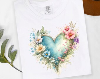 Watercolor Heart Shirt, Valentines Day Gift, Colorful Heart Tee, Valentines Day Heart Shirt, Gift For Mom, Aesthetic Hoodie