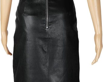 Handmade Lambskin Leather Pencil Skirt: Business Casual Midi